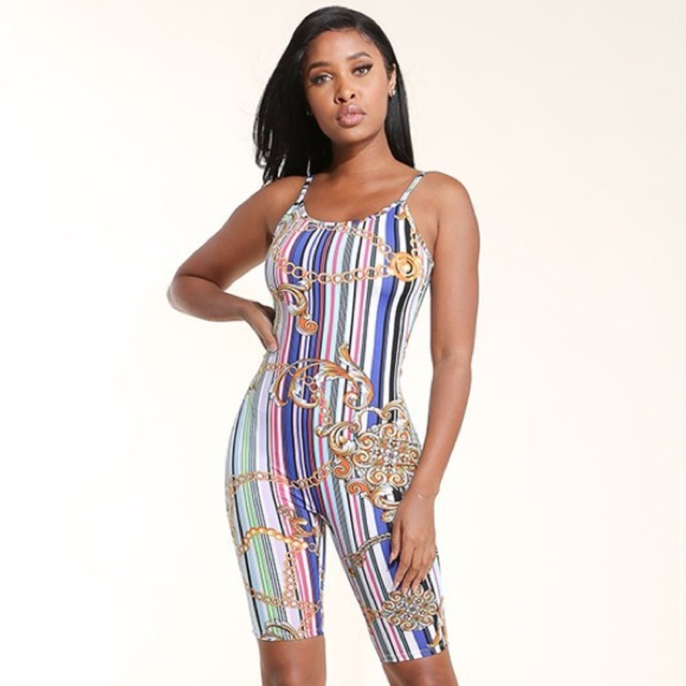Multi Colored Patterned Short Romper